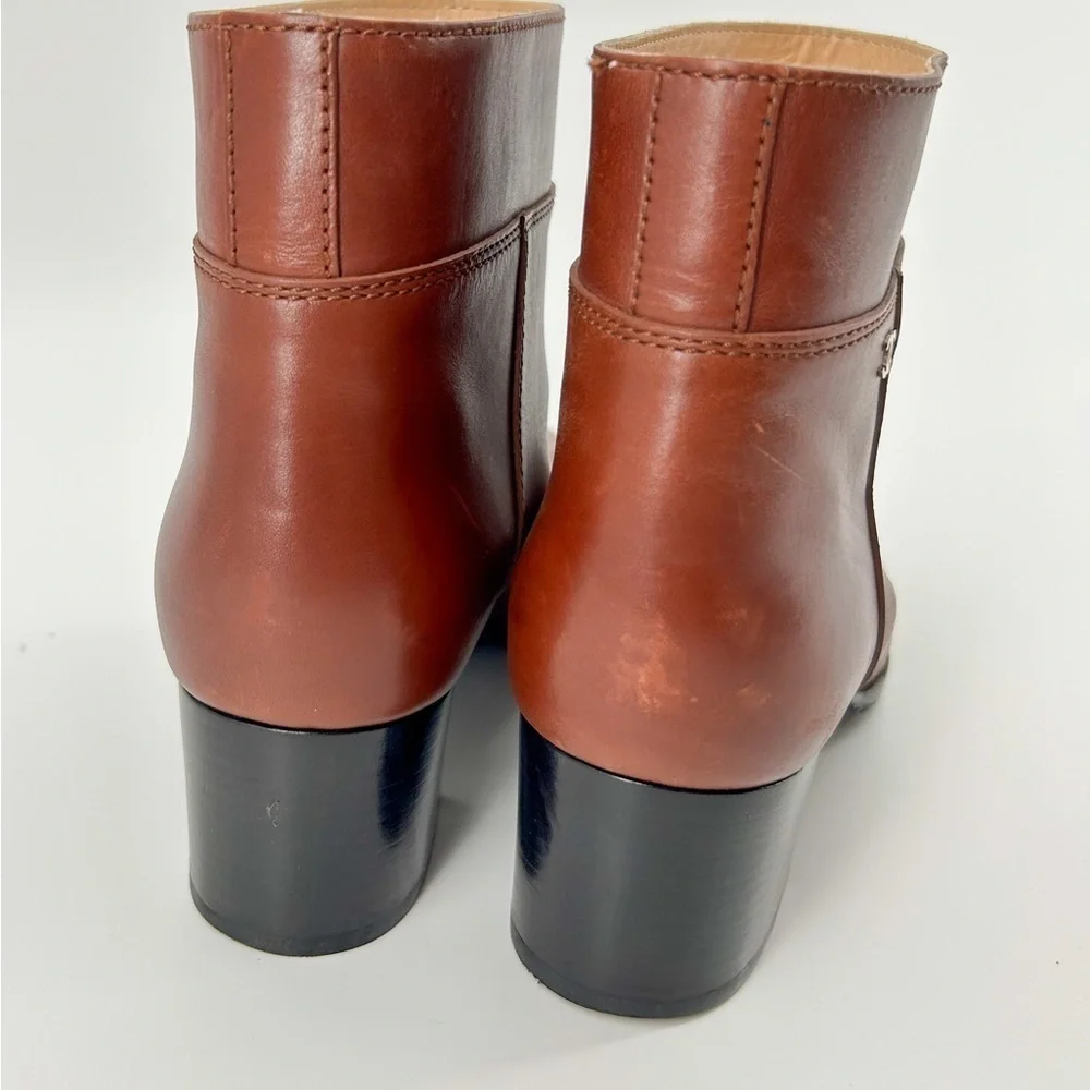 Chanel Caramel Cognac Brown Ankle Boots Logo Size 38